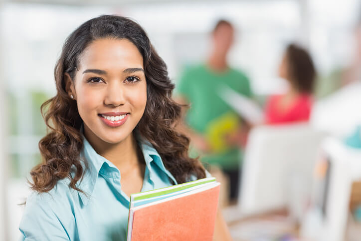 An education assistant student in training at a community college