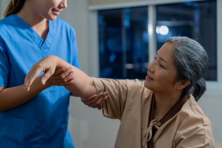 An LPN student practicing clinical skills during training