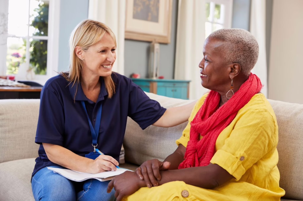 Community Support Worker assisting a client during daily activities